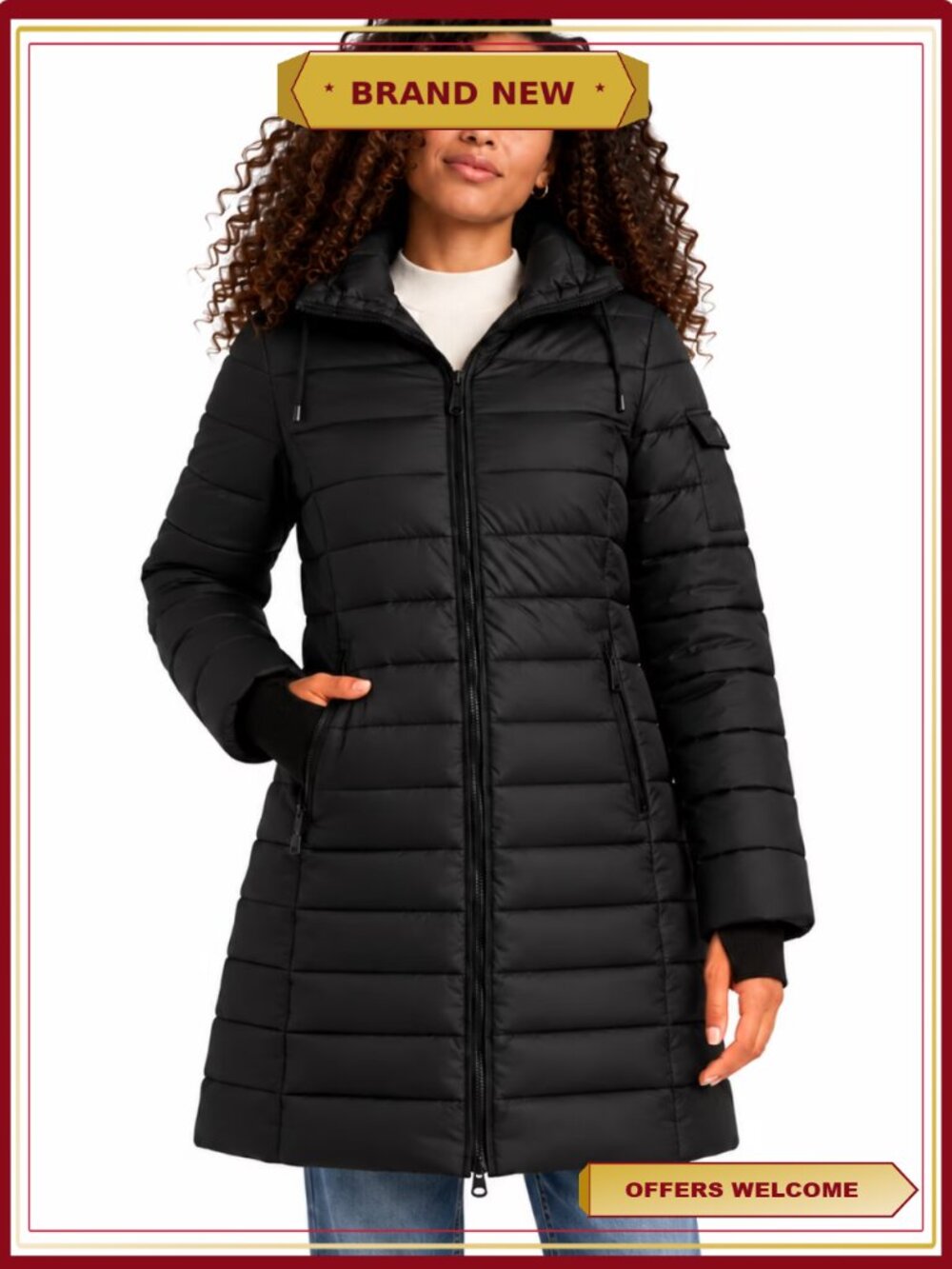Packable Long Length Quilted Puffer Parka Hooded Winter Coat